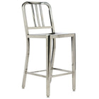 Nicer Furniture Stainless Steel Navy Counter Stool-Curved seat, designed to accommodate long hours of use without physical strain.