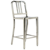 Nicer Furniture Stainless Steel Navy Counter Stool-Curved seat, designed to accommodate long hours of use without physical strain.
