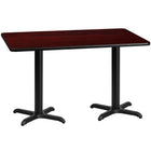 Flash Furniture 30" x 60" Rectangular Mahogany Laminate Table Top with 22" x 22" Table Height Bases-Hospitality Table