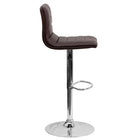 Flash Furniture Contemporary Brown Vinyl Adjustable Height Barstool with Horizontal Stitch Back & Chrome Base - 2 Pack-Brown Vinyl Upholstery