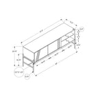 Monarch Specialties 2734 Tv Stand - 60"L/Black/Black Metal With Storage-Assembly required: Illustrated instructions and all hardware are provided for convenience (additional tools may be needed)