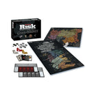 Risk Game of Thrones-Includes
2 separate game board maps: Westeros & Essos
315 Army Pieces represent noble Houses: Stark, Baratheon, Lannister, Martell, Tyrell, Targaryen & Ghiscari (generic soldier army piece represent 1 unit)
7 Seats of Power represent noble Houses
7 Player Boards represent noble Houses
188 Cards include Territory, Objective, Character & Maester cards
63 Special Unit Tokens
75 Gold Dragon Coins
9 Dice
Instructions Booklet