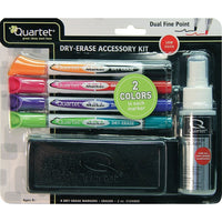 Quartet Dry-Erase Marker Accessory Kit - 2-in-1 Fine Point - Assorted Colours-Dual tip marker with 2 bold colours in 1 marker