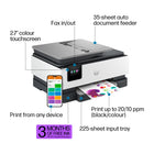 HP OfficeJet Pro 8135e Wireless All-in-One Colour Inkjet Printer with Bonus 3 months Instant Ink with HP+-Upgraded Features: Fast colour printing, scan, copy, fax, auto 2-sided printing, auto document feeder, and a 225-sheet input tray