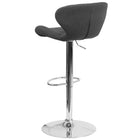 Tabouret de bar contemporain à hauteur réglable en tissu charbon avec dossier courbé et base en chrome-Couture de ligne élégante