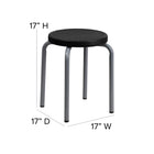Flash Furniture Stackable Stool with Black Seat & Silver Powder Coated Frame-Silver Powder Coated Frame