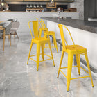 Flash Furniture – Tabouret de comptoir en métal pour l’intérieur et l’extérieur, hauteur de 24 po, jaune (CH3132024GBYL)-Finition enduite de poudre jaune