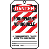Accuform Signs - Étiquettes De Sécurité - Verrouillage, Papier Cartonné, 3-1/8po La X 5-7/8po H, Français, paquet de 25-Hauteur 5-7/8po