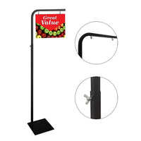 Futech A92 Hanging Sign Stand, 83" x 17" x 12", Black-17"W hanger railing