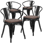 Flash Furniture Black Metal Chair with Wood Seat & Arms-500 lb. Weight Capacity