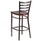 Flash Furniture HERCULES Series Clear Coated Ladder Back Metal Restaurant Barstool - Mahogany Wood Seat - 2 Pack-.625" Thick Plywood Seat