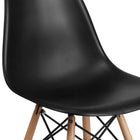 Flash Furniture - 2 pièces Chaise de la série Elon en plastique noir avec pattes en bois-Structure moulée en polypropylène