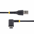 StarTech USB-A to Angled USB-C 60W Charging Cable - 6ft - Black-Right Angle to Straight connector style
