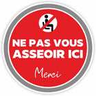 Eddie's Vinyl "Ne pas vous asseoir ici" Social Distancing Decal - 7.5" Diameter - French-Easy to understand graphics and messaging