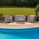 Flash Furniture 4 Piece Outdoor Rattan Set with 2 Seat Love Seats, Light Grey (DADSF112TCRC)-Straight Arms