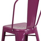 Flash Furniture 24" High Purple Metal Indoor-Outdoor Counter Height Stool with Back-Purple Powder Coat Finish