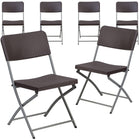 Flash Furniture 6 pièces - Chaise pliante en plastique et rotin brun de la série HERCULES avec cadre gris-Ensemble de 6 chaises pliantes en plastique