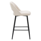 CorLiving DDW-351-B Blakeley Velvet Barstool in Cream - Set of 2-High padded back and seat for comfort
