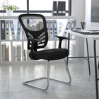 Flash Furniture Black Mesh Side Reception Chair with Chrome Sled Base-5 Year Limited Manufacturer Warranty (Non-Moving Metal Parts), 2 Year Limited Manufacturer Warranty (Parts)