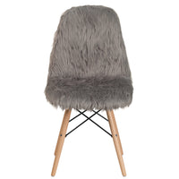 Flash Furniture Faux Fur Shaggy Chair, Charcoal Grey (4DL16)-Set of 4 Accent Side Chairs
