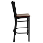 Flash Furniture HERCULES Series Black "X" Back Metal Restaurant Barstool - Mahogany Wood Seat - 2 Pack-Mahogany Finished Wood Seat