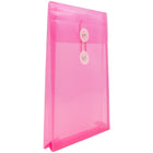 JAM Paper Plastic Envelopes with Button and String Tie Closure, Open End, 6.25 x 9.25, Fuchsia Pink Poly, 12 Pack (472B1FU)-Opening: open end