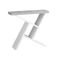 Monarch Specialties 2405 Accent Table - 36"L/White/Cement-Look Hall Console-Thick, spacious rectangular table top