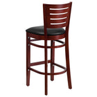 Flash Furniture HERCULES Ladder Back Natural Wood Restaurant Barstool - Black Vinyl Seat - 2 Pack-2.5" Thick Foam Padded Seat