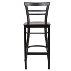 Flash Furniture HERCULES Series Black Two-Slat Ladder Back Metal Restaurant Barstool - Walnut Wood Seat-Metal Barstool