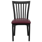 Chaise de restaurant de la série HERCULES en métal noir à dossier type de maison d'école - Siège en vinyle bourgogne-Ensemble de 2 chaises de salle à manger en métal