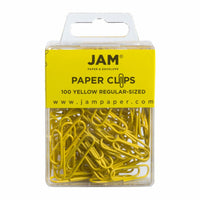 JAM Paper Colored Standard 1" Paper Clips - Yellow - 2 Packs of 100-Color: Yellow