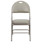 Flash Furniture HERCULES Series Ultra-Premium Triple Braced Vinyl Metal Folding Chair with Easy-Carry Handle - Grey-Padded Metal Folding Chair