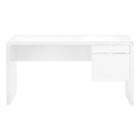 Monarch Specialties - 7581 Bureau 60 po L - Blanc Lustre/Tiroir Cote Droit/Gauche-Bureau parfait pour un ordinateur portable ou une tablette; surface blanc lustré fini de tous les côtés