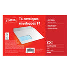 Staples T4 Security Envelopes with Gummed Flaps - 5-3/4" x 9" - White - 25 Pack-T4 envelopes are ideal for mailing standard income tax forms and more