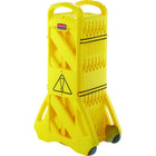 Rubbermaid Portable Mobile Barriers, 13' L, Plastic, Yellow-Extended Length: 13'