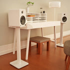 Kanto SP26PLW 26" Tall Bookshelf Speaker Floor Stands, White, 2 Pack-Hollow interior and bottom channels help to conceal cables and speaker wire