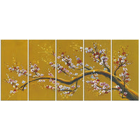 Designart Modern Floral Branc 5-Panel Canvas Art Print, (PT1021)-Print