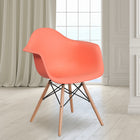Flash Furniture Alonza Series Peach Plastic Chair with Wooden Legs-Protective Plastic Floor Glides