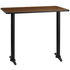 Flash Furniture – Table bistro en stratifié noyer de 30 x 48 po avec 2 bases de 5 x 22 po (XUWA3048T0522B)-Table d'hospitalité à hauteur de bar