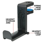 ENHANCE Clip-On Headset Mount - Black-BUILT IN CABLE LOOP holds your headset's cable in place to prevent it from dragging on the ground or getting caught between your desk chair's legs