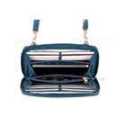 Karla Hanson RFID Blocking Ellie Woven Crossbody Phone Wallet, Blue-Detachable, adjustable shoulder strap. Zipper closure
