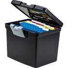 Storex Deluxe File Caddy with Letter Hanging Rails - 13-1/2" W x 11" D x 12-1/2" H - Black-Extra large top compartment with clear lid ensures supplies are organized and accessible