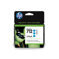 HP 712 Cyan DesignJet Ink Cartridge - 3 Pack-Cyan