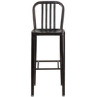 Flash Furniture 30" High Black-Antique Gold Metal Indoor-Outdoor Barstool with Vertical Slat Back-Industrial Style Modern Barstool