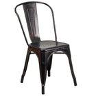 Flash Furniture – Chaise empilable en métal avec accoudoirs pour l’intérieur et l’extérieur, noir/or patiné (CH31230BQ)-Capacité de poids de 500 lb