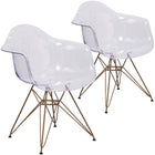 Flash Furniture Allure Series Transparent Side Chair with Gold Base-Set of 2 Accent Side Chairs