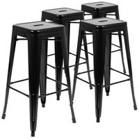 Flash Furniture 30" High Metal Indoor Bar Stool in Black - Stackable Set of 4-Modern Industrial Metal Stool in Black