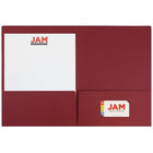 JAM Paper Premium Paper Cardstock Two Pocket Presentation Folders, Dark Red, 12 Pack (2166613305dg)-2 pocket