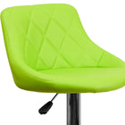 Flash Furniture Contemporary Green Vinyl Bucket Seat Adjustable Height Barstool with Diamond Pattern Back & Chrome Base - 2 Pack-Swivel Seat