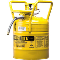 Justrite D.O.T. AccuFlow Safety Cans, 5/8" x 9" x /4" x 17 1/4", Yellow-Hold-down bracket with easy-to-grip tightening screw prevents vapour release and spills during transport